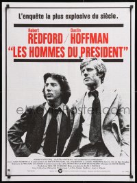 8j585 ALL THE PRESIDENT'S MEN French 24x32 1976 Dustin Hoffman & Robert Redford as Woodward & Bernstein!