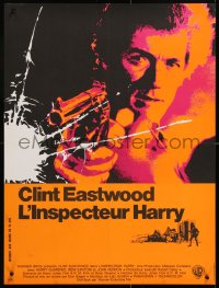 8j604 DIRTY HARRY French 23x30 1972 cool art of Clint Eastwood w/gun, Don Siegel crime classic!