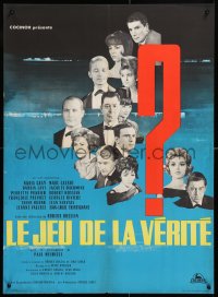 8j613 GAME OF TRUTH French 23x31 1961 Robert Hossein's Le jeu de la verite, Bourduge crime art!