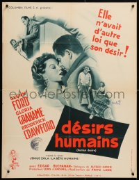 8j619 HUMAN DESIRE French 24x31 1955 Gloria Grahame born to be bad, kissed & make trouble, Lang!