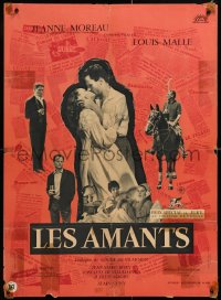 8j633 LOVERS French 23x31 1958 Louis Malle's Les Amants, Jeanne Moreau, Jean-Marc Bory, ultra-rare!