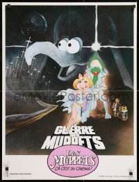 8j640 MUPPETS GO HOLLYWOOD Star Wars parody style French 23x31 1980 Jim Henson, different & rare!