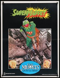 8j641 MUPPETS GO HOLLYWOOD Superman parody style French 23x31 1980 Jim Henson, different & rare!
