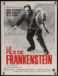 8j652 SON OF FRANKENSTEIN French 24x32 R1969 image of Boris Karloff carrying child by Xarrie!