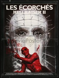 8j703 HELLBOUND: HELLRAISER II French 17x23 1989 Clive Barker, great different horror artwork by Landi!