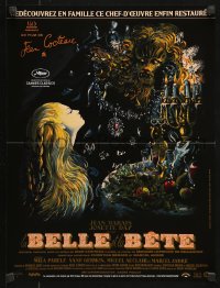 8j720 LA BELLE ET LA BETE French 16x21 R2013 Cocteau, classic image of Jean Marais & Josette Day!