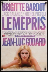 8j726 LE MEPRIS French 16x24 R2013 Jean-Luc Godard, different image of sexy naked Brigitte Bardot!