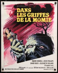 8j741 MUMMY'S SHROUD French 18x22 1968 Hammer, Grinsson horror artwork of mummy & sexy girl!
