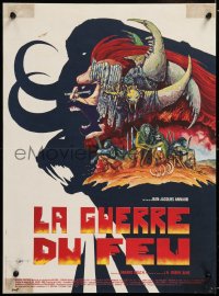 8j756 QUEST FOR FIRE style B French 15x21 1981 best different caveman art by Philippe Druillet!