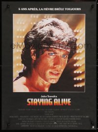8j773 STAYING ALIVE French 15x21 1983 close up of John Travolta in Saturday Night Fever sequel!