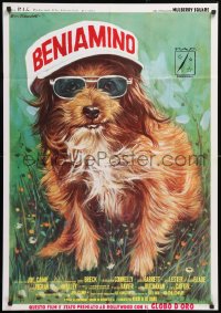 8j786 BENJI Italian 1sh 1975 Joe Camp classic dog movie, different art of the dog wearing hat!