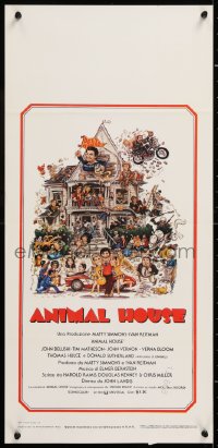 8j803 ANIMAL HOUSE Italian locandina 1979 John Belushi, Landis classic, art by Rick Meyerowitz!