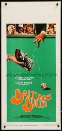 8j811 BALTIMORE BULLET Italian locandina 1980 James Coburn, Omar Sharif, great wacky artwork!