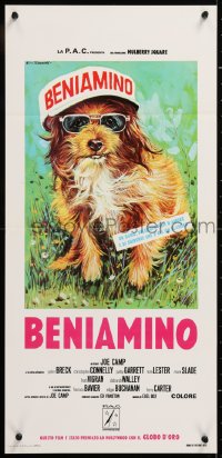 8j814 BENJI Italian locandina 1975 classic dog movie, different Ezio Tarantelli art w/ pink title!