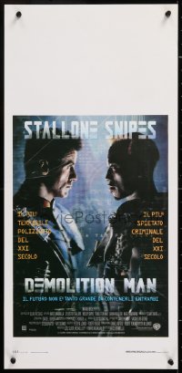 8j834 DEMOLITION MAN Italian locandina 1993 Stallone as dangerous cop & criminal Wesley Snipes!
