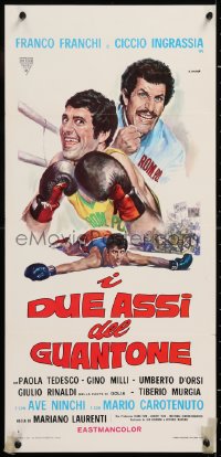 8j861 I DUE ASSI DEL GUANTONE Italian locandina 1971 wacky boxing art of comedians Franco & Ciccio!