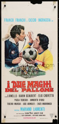 8j862 I DUE MAGHI DEL PALLONE Italian locandina 1970 soccer players Franco Franchi & Ingrassia!