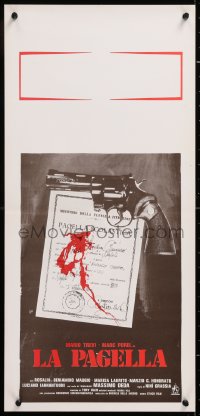 8j870 LA PAGELLA Italian locandina 1980 Mario Trevi, Marc Porel, gun and blood by Aller!