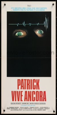8j887 PATRICK STILL LIVES Italian locandina 1980 different image of eyes in the dark & heart monitor!