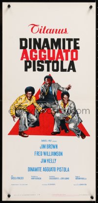 8j912 THREE THE HARD WAY Italian locandina 1974 art of Jim Brown, Fred Williamson & Jim Kelly!