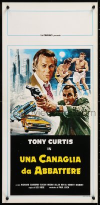 8j914 TITLE SHOT Italian locandina 1982 Avelli art of Tony Curtis with gun + boxers in ring!