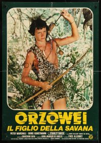 8j935 ORZOWEI IL FIGLIO DELLA SAVANA Italian 26x38 pbusta 1976 Peter Marshall as Tarzan-like hero!