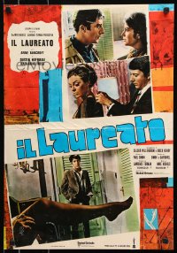 8j940 GRADUATE Italian 18x26 pbusta 1968 different images of Dustin Hoffman & Anne Bancroft!