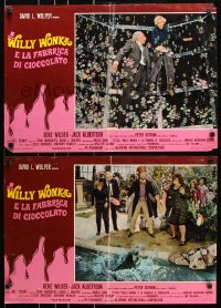 8j943 WILLY WONKA & THE CHOCOLATE FACTORY group of 2 Italian 18x26 pbustas 1971 Gene Wilder classic!