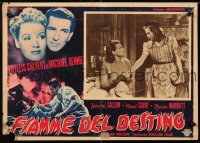 8j983 ROOT OF ALL EVIL Italian 14x19 pbusta 1949 Calvert & Rennie want money more than love!