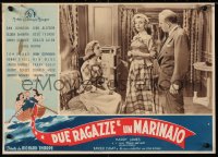 8j993 TWO GIRLS & A SAILOR Italian 14x19 pbusta 1947 June Allyson, Gloria DeHaven, Jimmy Durante!