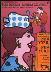 8j323 NEW YORK NEW YORK Polish 27x38 1978 Mlodozeniec art of De Niro & singing Liza Minnelli!