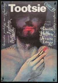 8j331 TOOTSIE Polish 26x38 1984 Dustin Hoffman, different Walkuski art of man with lipstick!