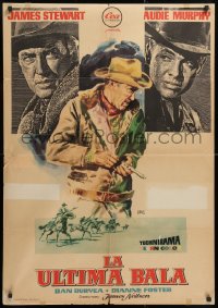 8j118 NIGHT PASSAGE Spanish R1960s completely different Jano art of Jimmy Stewart & Audie Murphy!