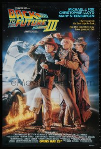 8k545 BACK TO THE FUTURE III advance DS 1sh 1990 Michael J. Fox, Chris Lloyd, Zemeckis, Drew art!