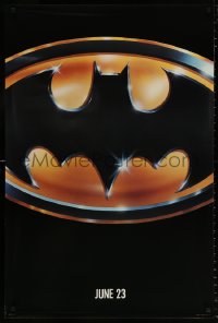 8k550 BATMAN teaser 1sh 1989 directed by Tim Burton, cool image of Bat logo, glossy finish!