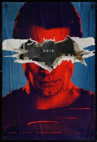8k555 BATMAN V SUPERMAN teaser DS 1sh 2016 close up of Henry Cavill in title role under symbol!