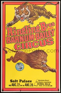 8k007 RINGLING BROS & BARNUM & BAILEY CIRCUS 28x43 circus poster 1969 art of a lion and a tiger!
