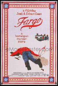 8k632 FARGO 1sh 1996 a homespun murder story from Coen Brothers, Dormand, needlepoint design!