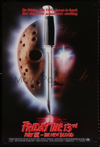 8k643 FRIDAY THE 13th PART VII int'l 1sh 1988 slasher horror sequel, Jason's back, red taglines!