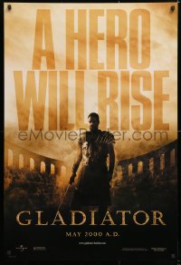 8k655 GLADIATOR teaser DS 1sh 2000 a hero will rise, Russell Crowe, directed by Ridley Scott!