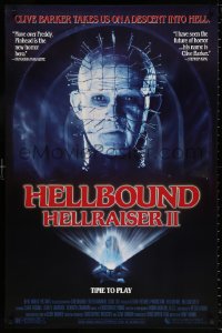 8k684 HELLBOUND: HELLRAISER II 1sh 1988 Clive Barker, close-up of Pinhead, he's back!