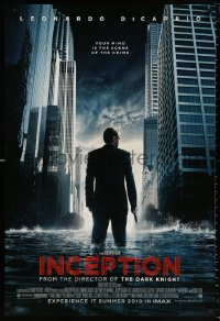8k702 INCEPTION IMAX advance DS 1sh 2010 Christopher Nolan, Leonardo DiCaprio standing in water!