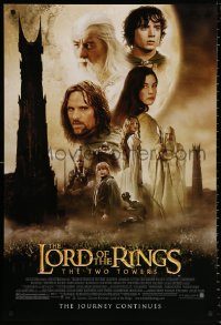 8k768 LORD OF THE RINGS: THE TWO TOWERS DS 1sh 2002 Peter Jackson epic, montage of cast!