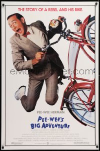 8k840 PEE-WEE'S BIG ADVENTURE 1sh 1985 Tim Burton, best image of Paul Reubens & his beloved bike!