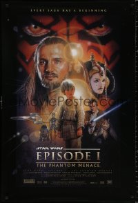 8k844 PHANTOM MENACE style B fan club 1sh 1999 George Lucas, Star Wars Episode I, Drew Struzan art!