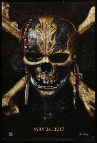 8k850 PIRATES OF THE CARIBBEAN: DEAD MEN TELL NO TALES teaser DS 1sh 2017 gold skull & crossbones!