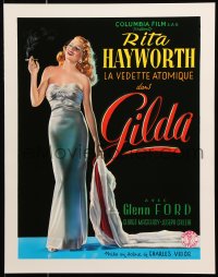 8k190 GILDA 15x20 REPRO poster 1990s sexy smoking Rita Hayworth full-length in sheath dress