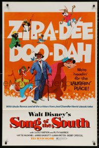 8k906 SONG OF THE SOUTH 1sh R1972 Walt Disney, Uncle Remus, Br'er Rabbit & Bear, zip-a-dee doo-dah!