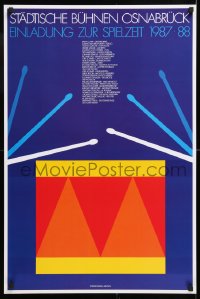 8k114 EINLADUNG ZUR SPIELZEIT 1987-88 22x33 German stage poster 1987 art of a drum by Per Arnoldi!