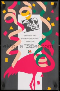 8k417 FLORIDA LOTTERY 11x17 special poster 1988 lottery launch with the Beach Boys, flamingo!